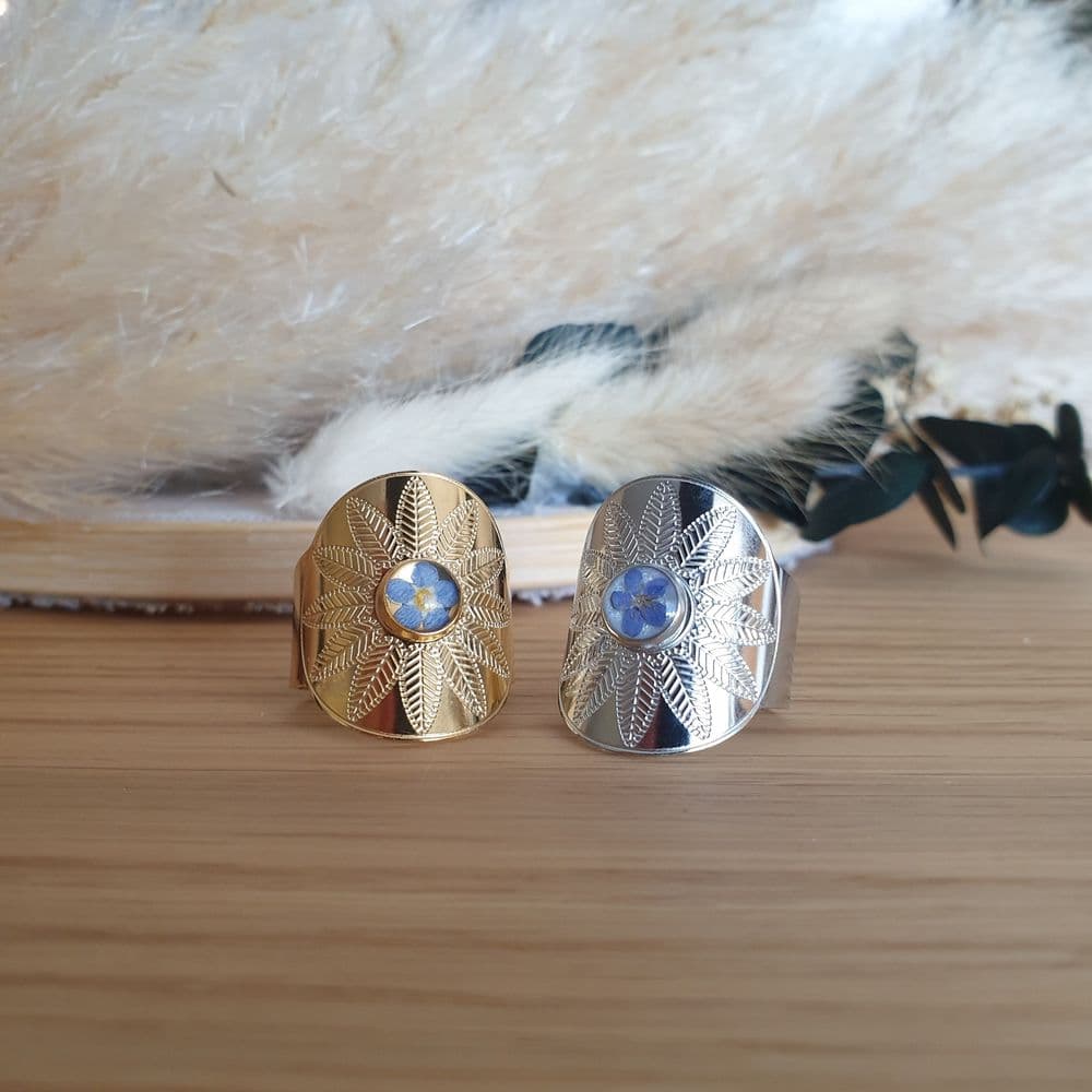 Bague feuillage myosotis