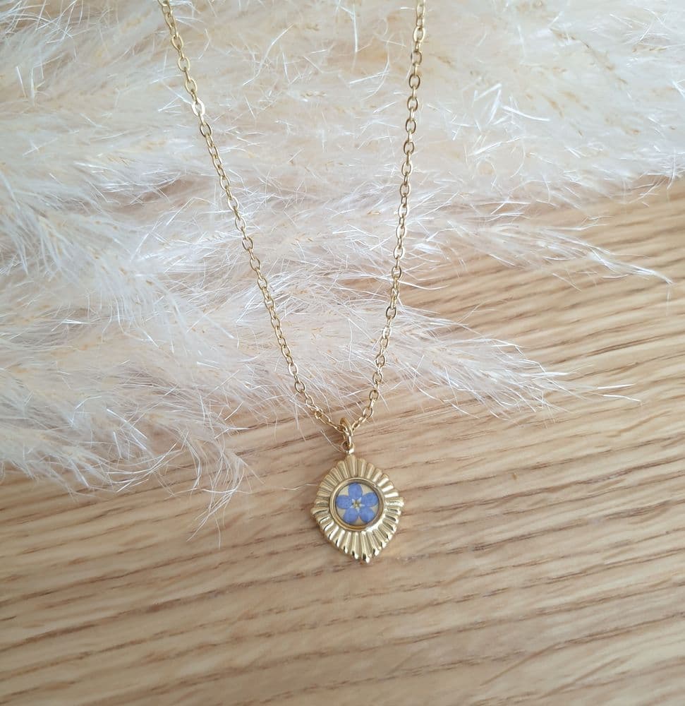 Collier losange myosotis
